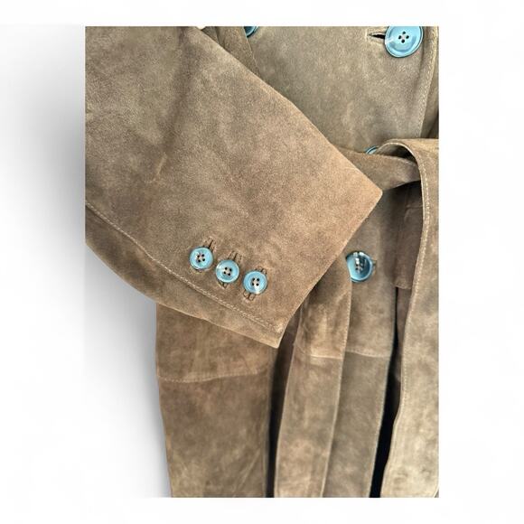 Alexa Chung for Madewell Brown Calf Suede Trench Coat Size 8 | Rare Collab NWT - Picture 5 of 15